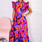 Abstract Printed Ruffle Tiered Long Dress