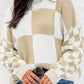 Checkered Print Drop Shoulder Sweater