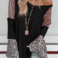 Leopard Sequin Patchwork Bell Sleeve Tunic Top