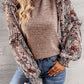 Chestnut Contrast Frilled Floral Sleeve Top