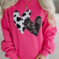 Pink Cow & Sequin Heart Sweatshirt