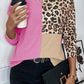 Leopard Colorblock Waffle Knit Top