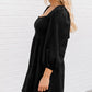 Suede Square Neck Puff Sleeve Dress