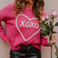 XOXO Pattern Rib Knit Sweater