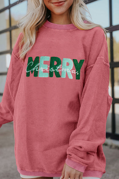 MERRY Christmas Corded Pullover Sweatshirt