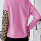 Leopard Colorblock Waffle Knit Top