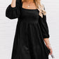 Suede Square Neck Puff Sleeve Dress