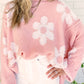 Pearl Beaded Floral Drop Shoulder Sweater