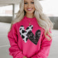 Pink Cow & Sequin Heart Sweatshirt