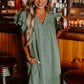 Ruffle Sleeve V Neck Frilled Shift Dress