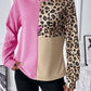 Leopard Colorblock Waffle Knit Top