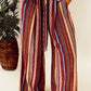 Striped Print Tie Waist Wide Leg Pants