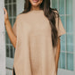 Short Sleeve Side Slit Oversized Sweater