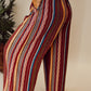 Striped Print Tie Waist Wide Leg Pants