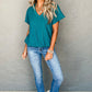 Sapphire Crinkled V Neck Wide Sleeve T-shirt