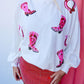 Valentine's Day Pink Boots Sequin Sweatshirt