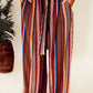 Striped Print Tie Waist Wide Leg Pants