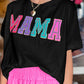 MAMA Chenille Patched Crew Neck T Shirt