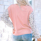 Colorblock Leopard Sleeve Patchwork Top