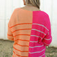 Striped Color Block Loose Fit Knit Sweater