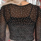 Rhinestone Embellished Mesh Bodysuit