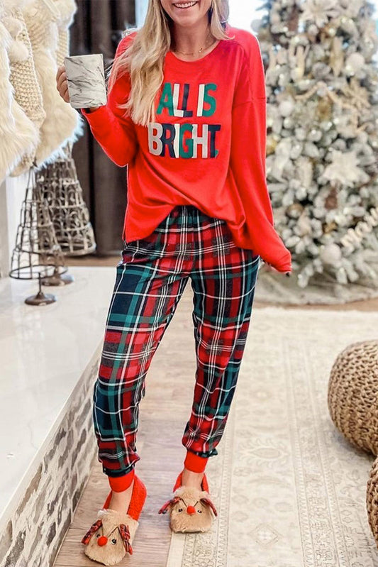 ALL IS BRIGHT-Christmas Plaid Pajamas Set