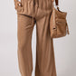 Drawstring Elastic Waist Wide Leg Pants