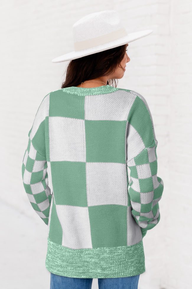 Checkered Print Drop Shoulder Sweater