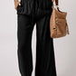 Drawstring Elastic Waist Wide Leg Pants