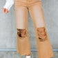 Distressed Hollow-out High Waist Cropped Jeans