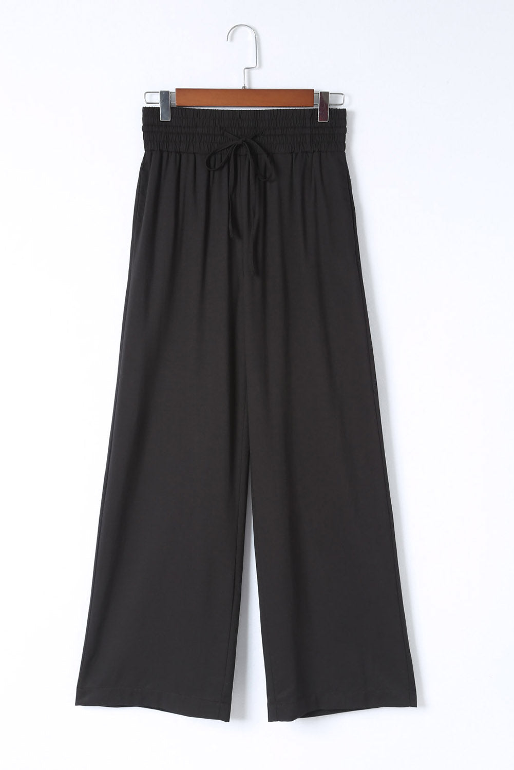 Drawstring Elastic Waist Wide Leg Pants