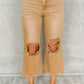 Distressed Hollow-out High Waist Cropped Jeans