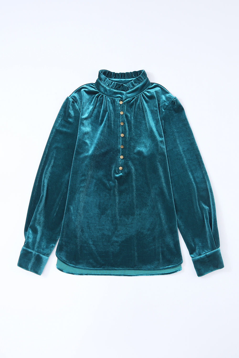 Half Button Velvet Long Sleeve Top