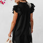 Ruffle Sleeve V Neck Frilled Shift Dress