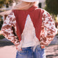 Abstract Print Sleeve Fringed Back Denim Jacket