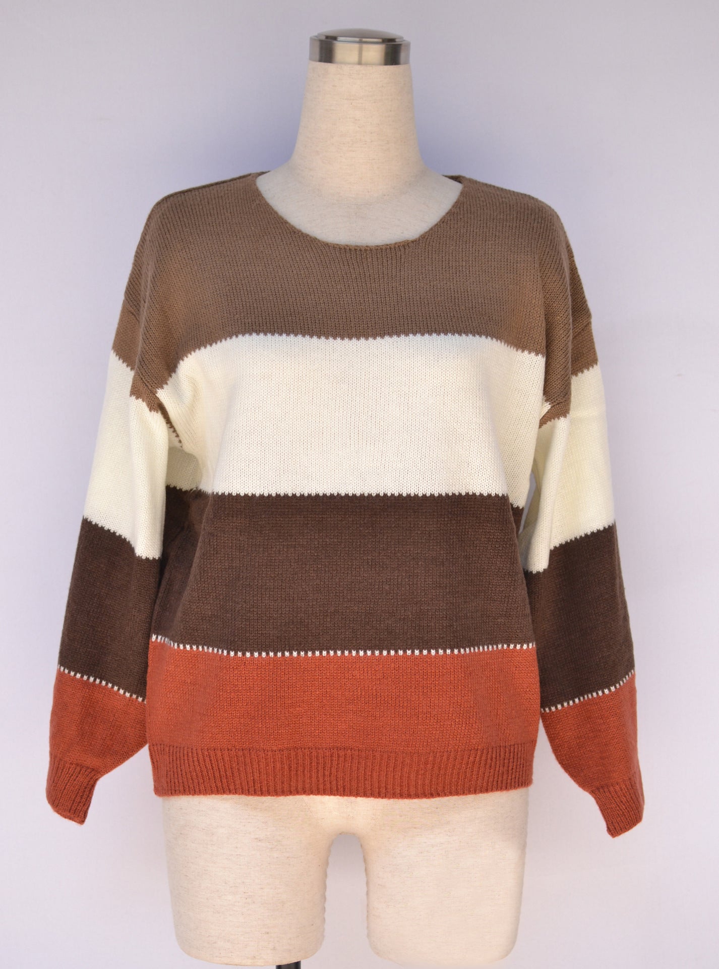 Long Sleeved Striped Knitted Sweater