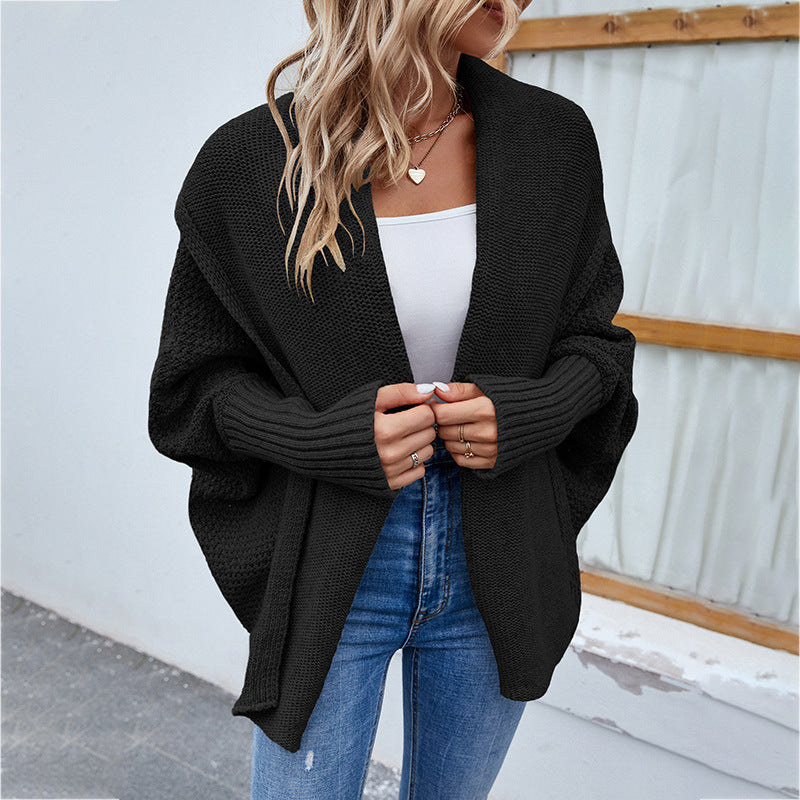 Knitted Sweater Dolman Sleeve Cardigan