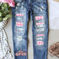 Printed Ripped Jeans