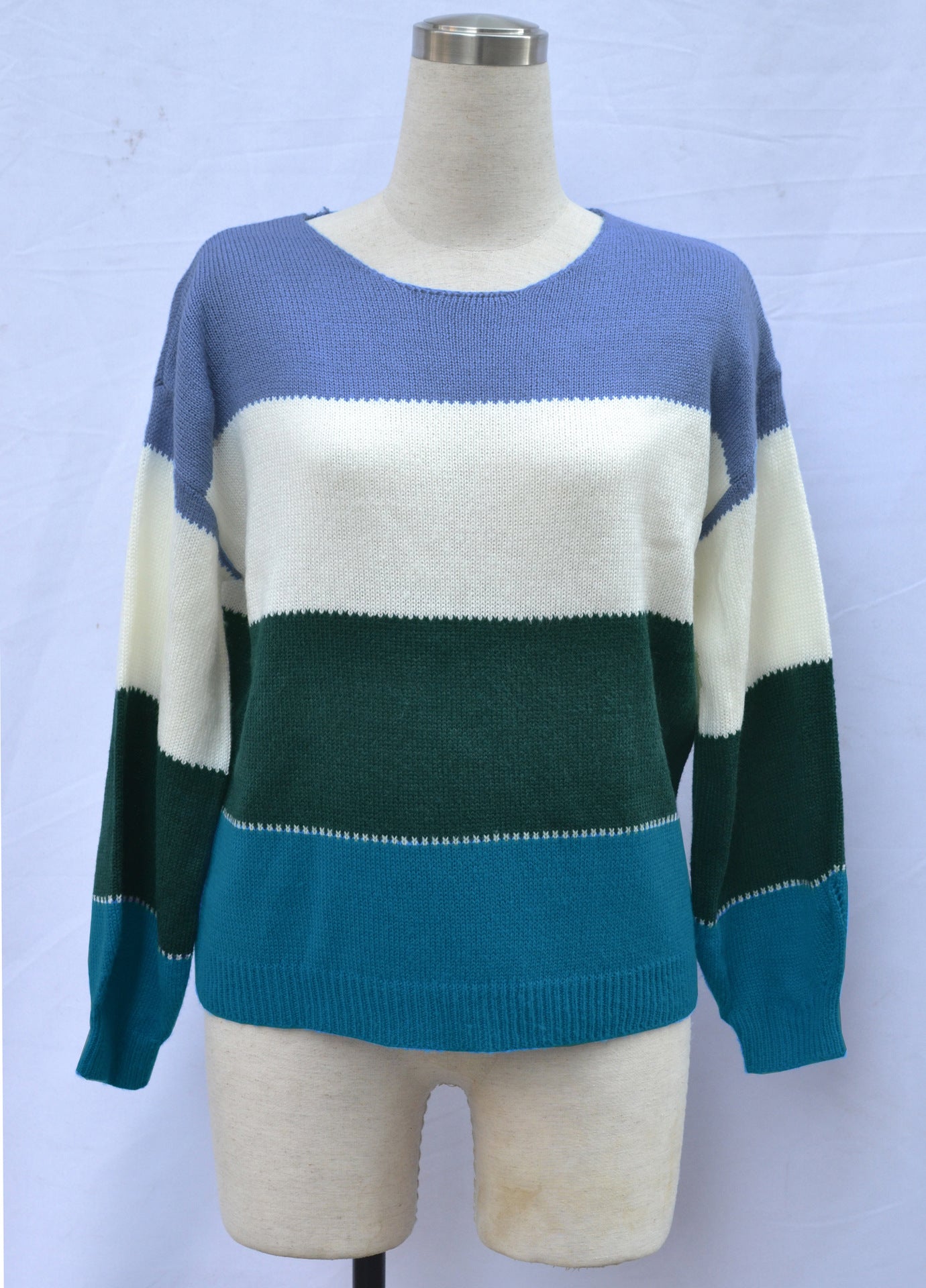 Long Sleeved Striped Knitted Sweater