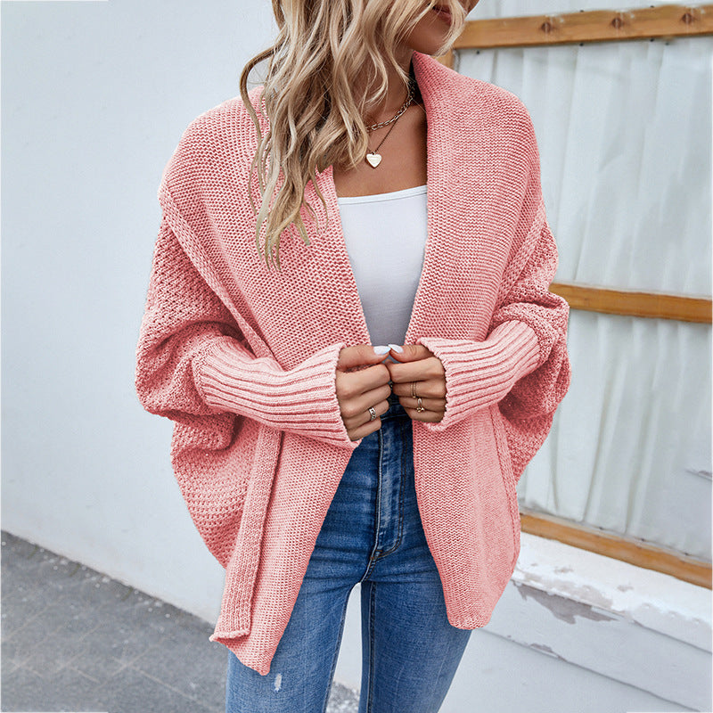 Knitted Sweater Dolman Sleeve Cardigan