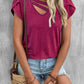 Petal Sleeve solid color V-neck top