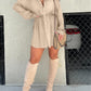 Solid Color Long Sleeve Shirt Jumpsuit