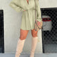 Solid Color Long Sleeve Shirt Jumpsuit