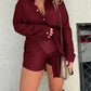 Solid Color Long Sleeve Shirt Jumpsuit