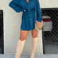 Solid Color Long Sleeve Shirt Jumpsuit