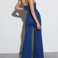 Spaghetti Straps Notch V Denim Jumpsuit