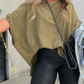 Rolled Sleeve Studded Oversized T-Shirt