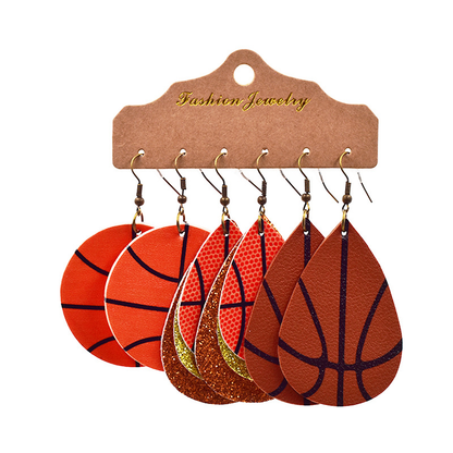 Rugby Football Leather Earrings|2pcs(12pairs)