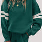 Varsity Striped Sleeve Drop Shoulder Sweatshirt and Short Set