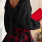 Bow Backless Bubble Sleeve Sweater